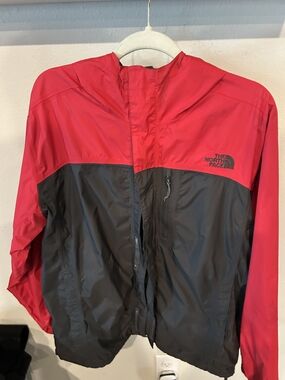 The North Face Red and Black Hooded Windbreaker Jacket